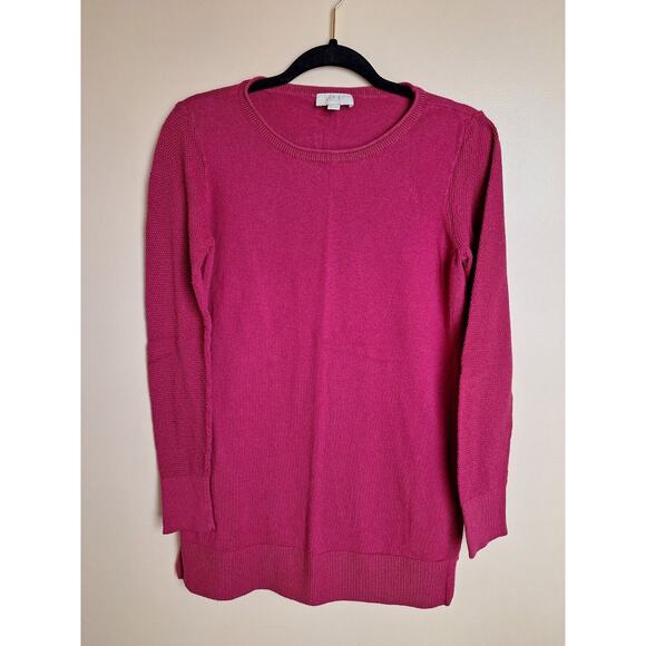 Loft Womans M Berry Wine Pullover Light Weight Crew Neck‎ Tunic Sweater - Picture 1 of 10